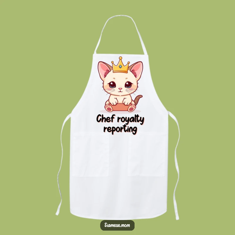 Funny Siamese Kitten Apron - Royal Kitchen Crown, Practical Gift!