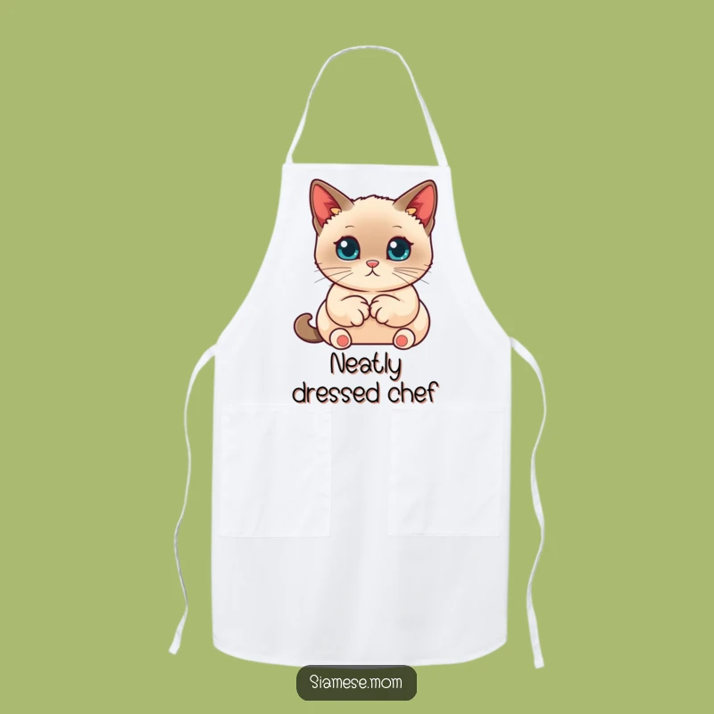 Funny Chef Siamese Cat Apron - Kawaii Neat Paws Kitchen Fun - Adorable Cooking Gift