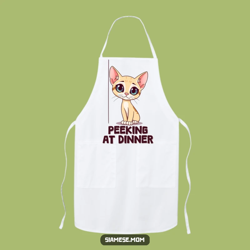 Funny Curious Cat Apron: Peeking Around Corner - Kitchen Helper Gift