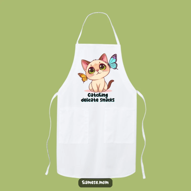 Funny Kawaii Siamese Cat Apron: Chef Kitty's Butterfly Kitchen Fun - Gift