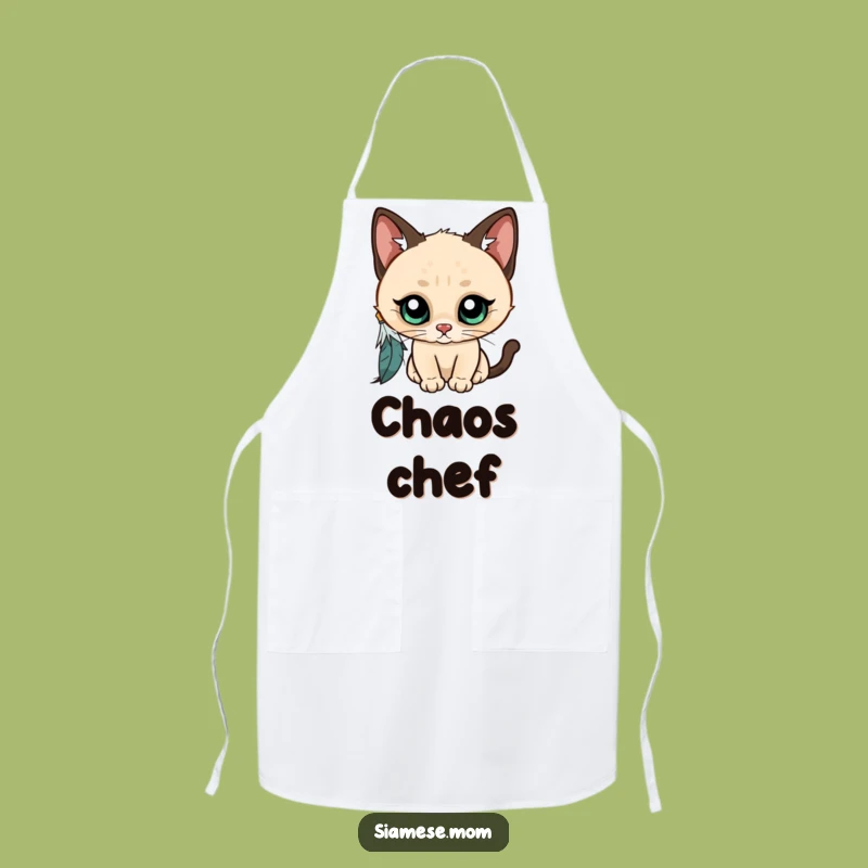 Funny Kawaii Siamese Cat Apron: Kitchen Curiosity Fun, Chef's Funny Gift!