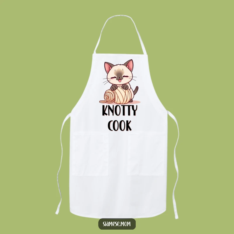 Funny Kawaii Siamese Cat Apron: Kitchen Yarn Battle, Chef's Funny Gift!