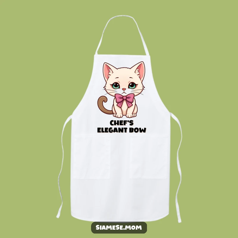 Funny Kawaii Siamese Cat Bow Apron: Playful Kitchen Attire for Cat Lovers