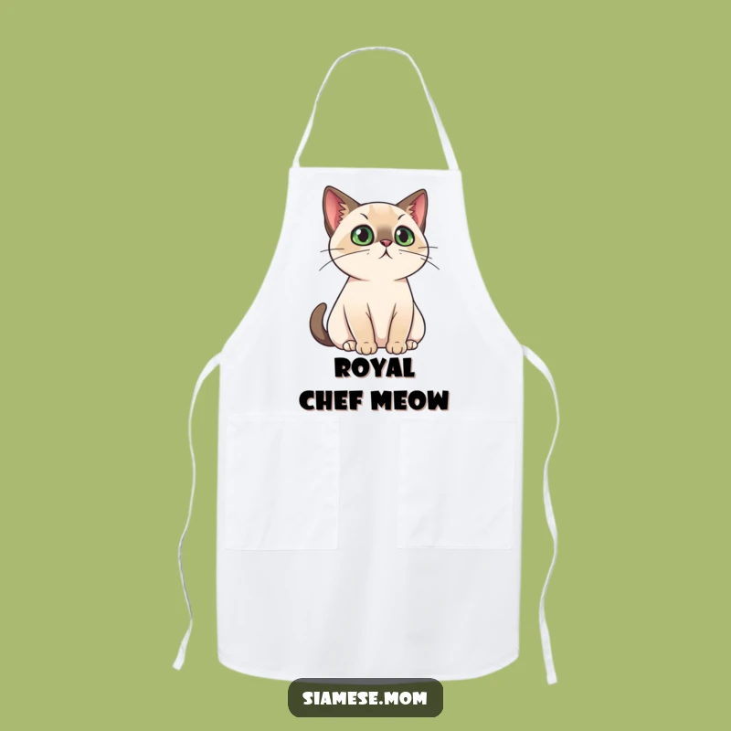 Funny Kitchen Regal Cat Apron: Kawaii Siamese Ruler for Humorous Gift