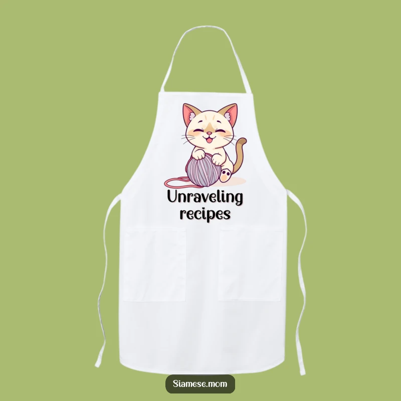 Funny Siamese Cat Apron: Knit Happily - Chef's Funny Gift!