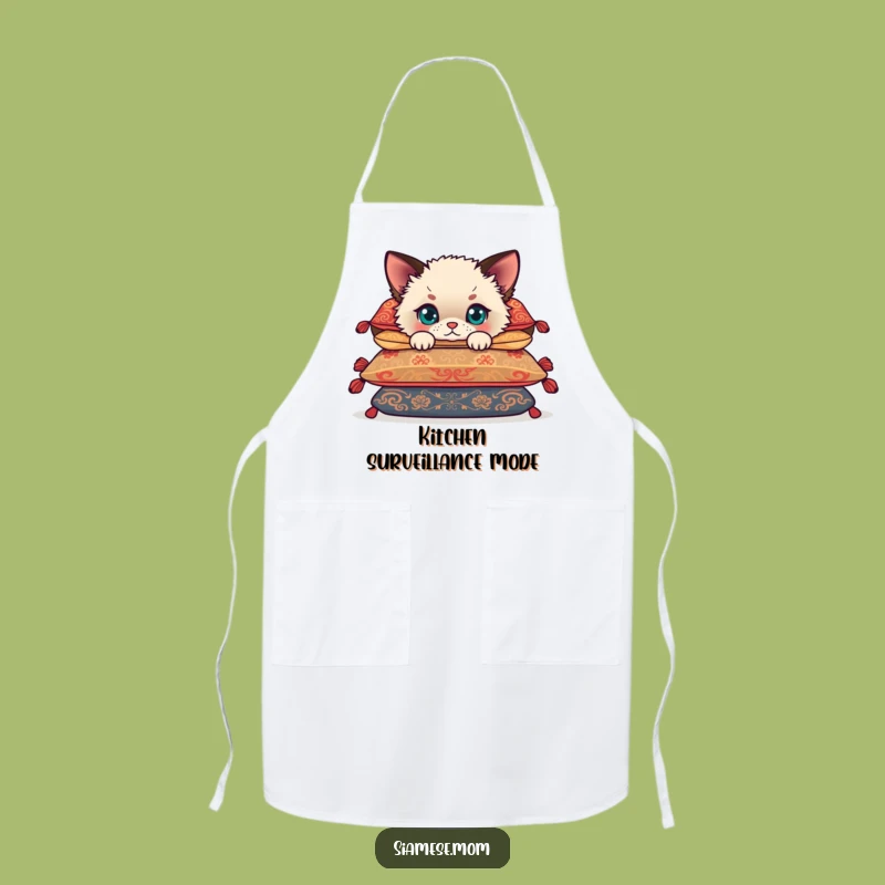 Funny Siamese Cub Apron: Cute Kitten Chef Hat for Kitchen Humor