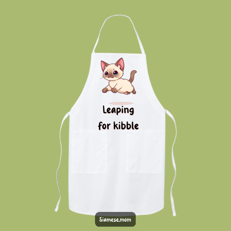 Funny Kawaii Siamese Cat Apron: Graceful Leap Kitchen Fun, Perfect Chef Gift
