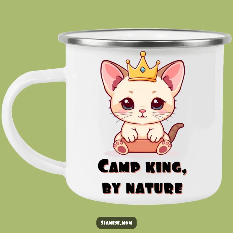 Funny Siamese Kitten Camping Mug - Royal Crown Adventure, Outdoor Gift!