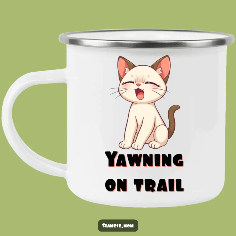 Enamel Funny Siamese Cat Stretch Camping Mug: Adventure with Feline Flair