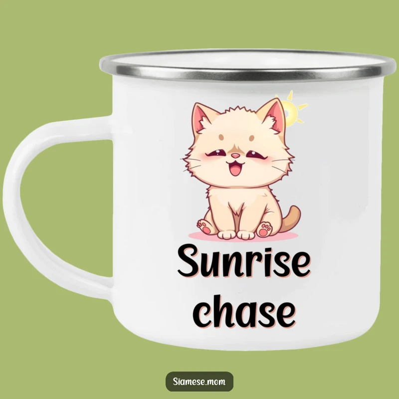 Funny Kawaii Cat Camping Mug - Sunny Sips Outdoors!