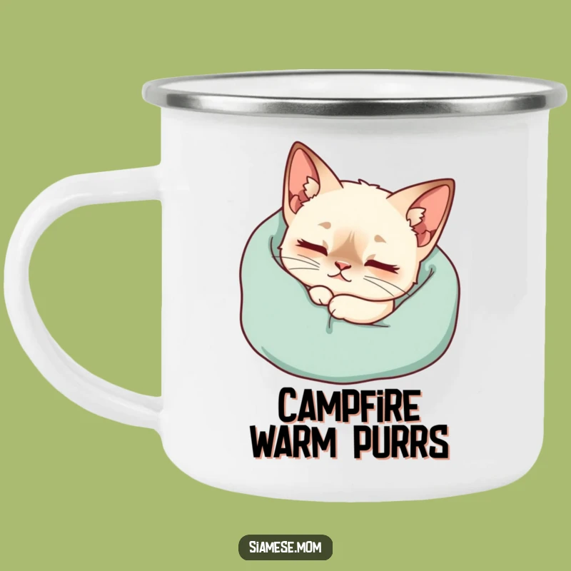 Funny Kawaii Siamese Cat Camping Mug - Cozy Blanket Purr for Relaxing Outdoors