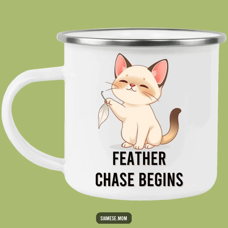 Funny Siamese Cat Feather Camping Mug - Adventure Playtime