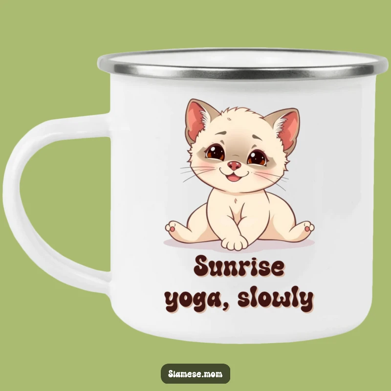 Funny Siamese Cub Camping Mug: Elegant Stretch Outdoor Adventure