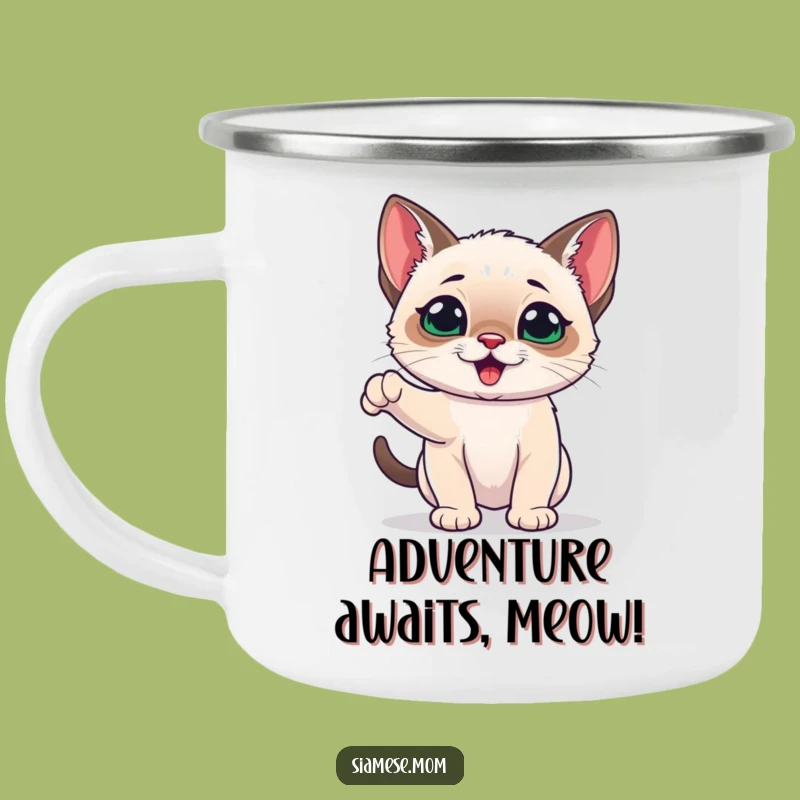 Funny Siamese Kitten Camping Mug - Energetic Playful Adventures, Outdoor Gift!