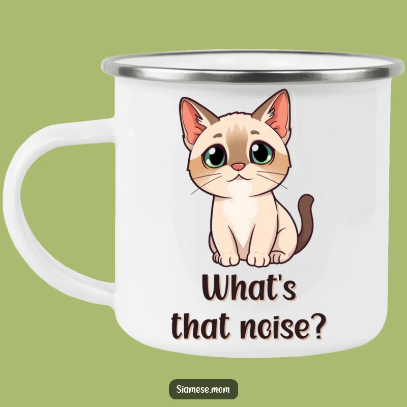 Kawaii Siamese Cat Camping Mug - Curious Adventures, Funny Outdoor Cup