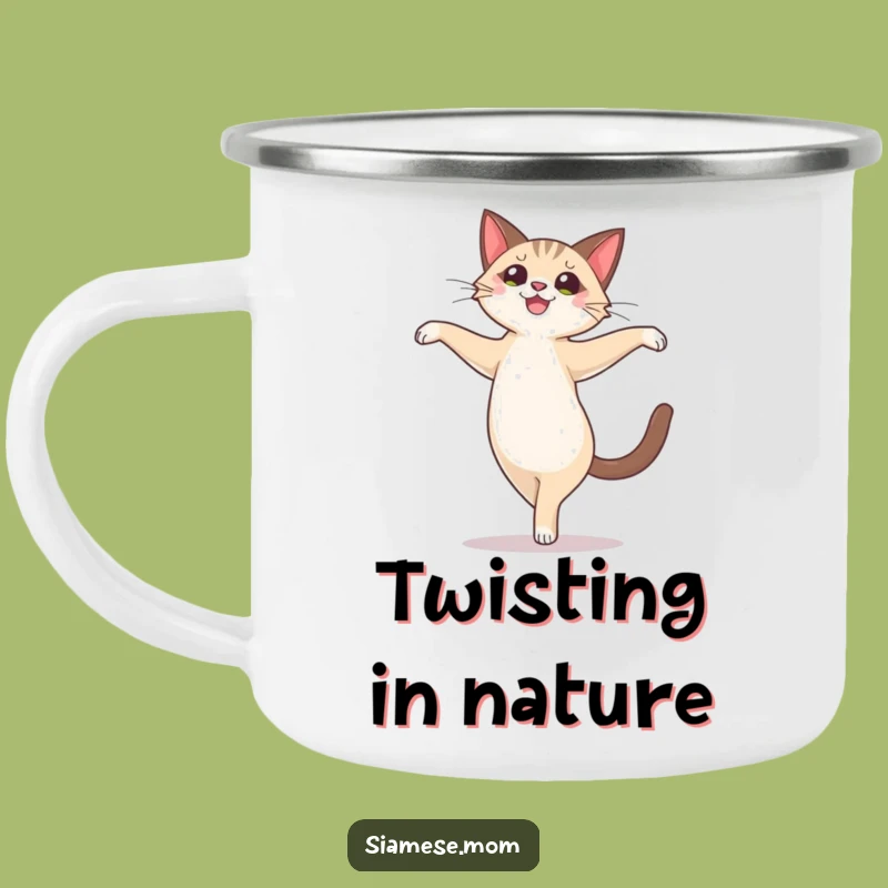 Funny Siamese Cat Pirouette Camping Mug: Adventure with Balletic Joy