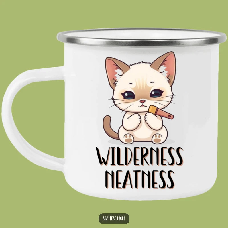 Funny Kawaii Siamese Cat Camping Mug: Pampered Camper Kitty - Gift