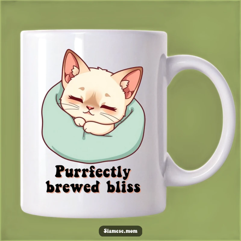 Funny Kawaii Siamese Cat Mug - Cozy Purring Blanket Nap Gift for Relaxed Cat Lovers