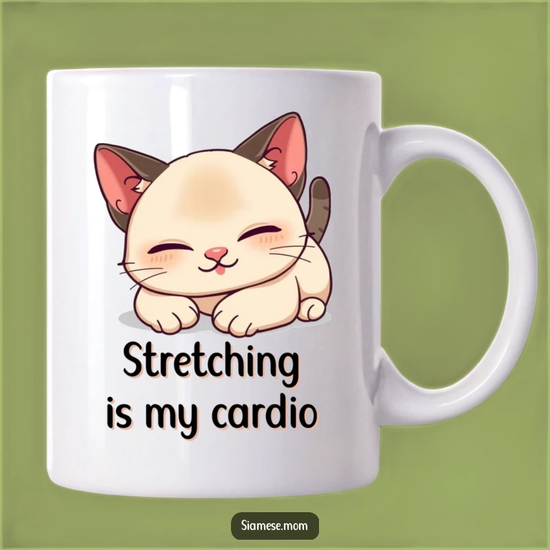 Funny Kawaii Siamese Cat Mug: Lazy Stretch, Perfect Happy Gift for Cat Lovers
