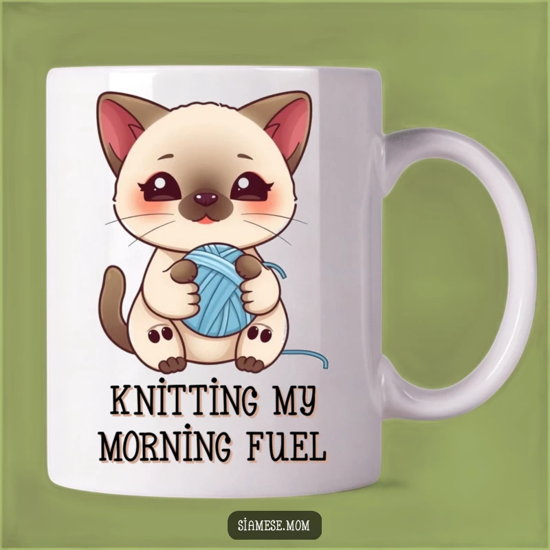 Funny Kawaii Siamese Cat Mug - Yarn Ball Playful Kitty Gift