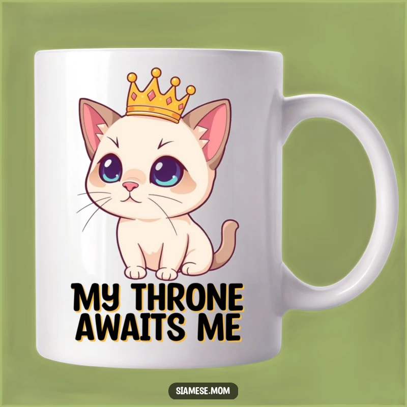 Funny Regal Siamese Cat Mug with Crown - Purrfectly Royal Funny Gift!