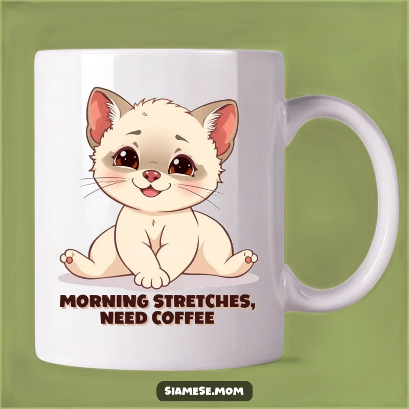 Funny Siamese Cub Stretching Mug: Elegant Grace and Mischief Gift