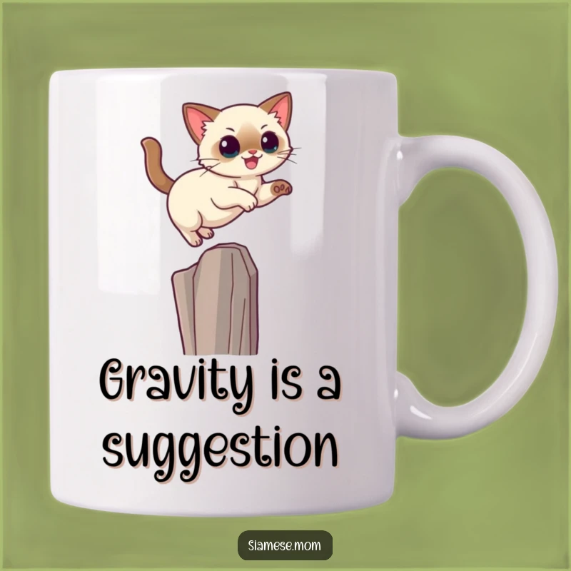 Funny Kawaii Siamese Cat Mug: Graceful Leaper's Ascent - Perfect Gift