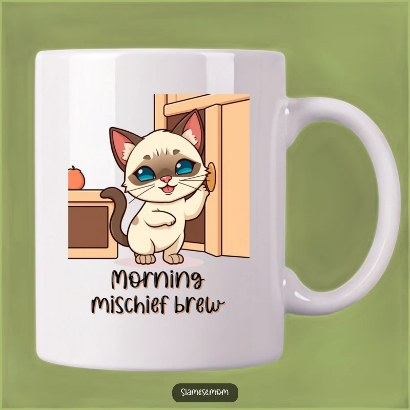 Funny Kawaii Siamese Cat Cabinet Mug - Mischievous Pet Owner Gift!