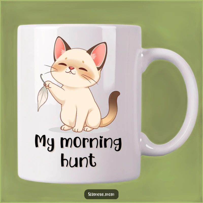 Funny Siamese Cat Feather Play Mug - Perfect Gift for Playful Souls