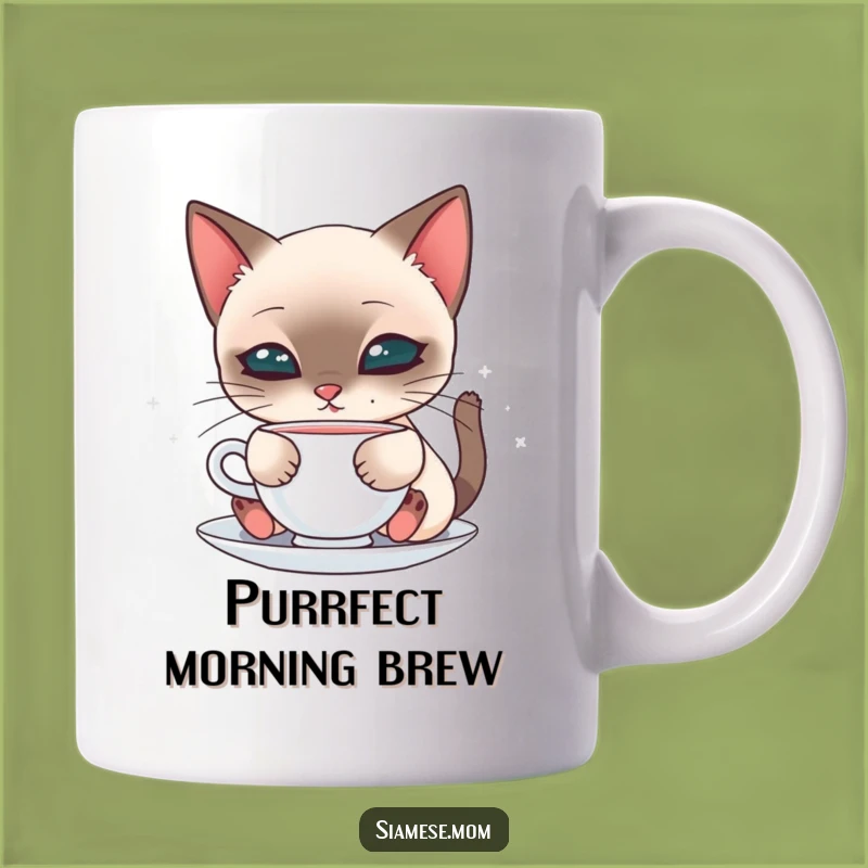Kawaii Siamese Sipping Cat Mug - Adorable Feline Tea Lover Cup, Perfect Gift
