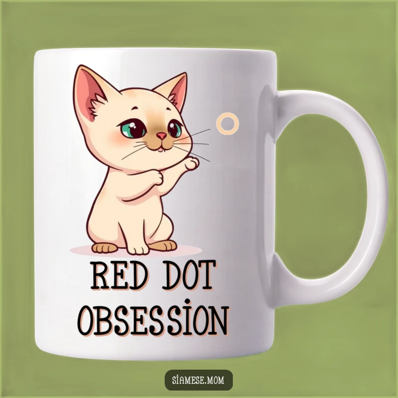 Funny Siamese Cat Laser Dot Mug - Playful Hunter Cat Gift - Hilarious Coffee Cup