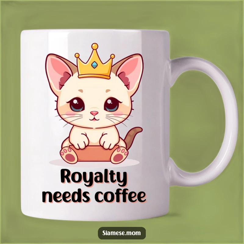 Funny Kawaii Siamese Kitten Mug - Royal Crown Playfulness, Perfect Gift!