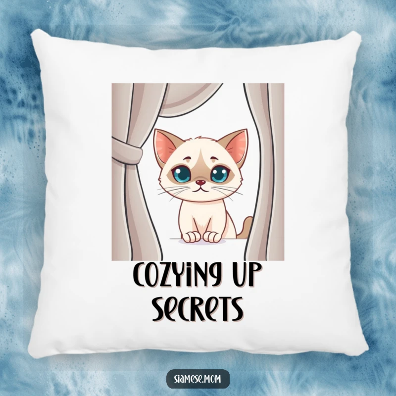 Funny Siamese Cat Pillow: Soft cushion featuring a kawaii cat with a mischievous smirk peeking, perfect for adding comfort and humor.