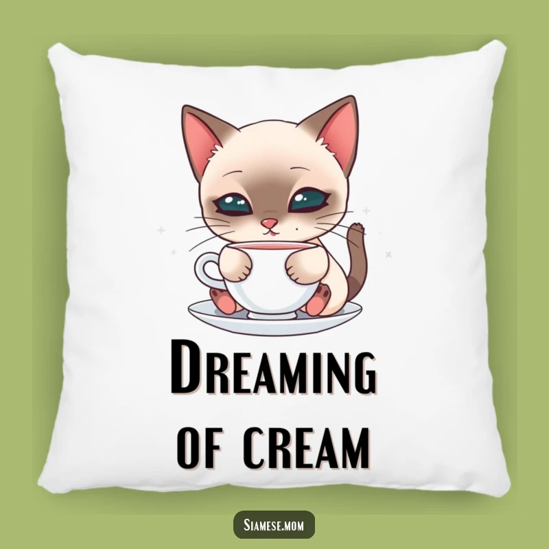 Kawaii Siamese Sipping Cat Pillow - Soft Feline Comfort Cushion, Perfect Gift