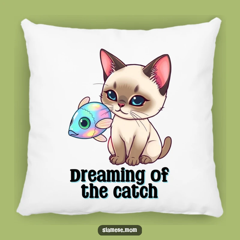 Soft Funny Siamese Cat Pillow - Holographic Fish Decor - Cozy and Cute Funny Gift