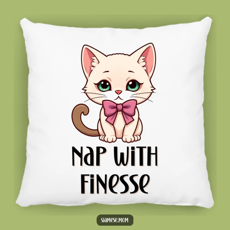 Funny Kawaii Siamese Cat Bow Pillow: Cozy Comfort & Playful Accent