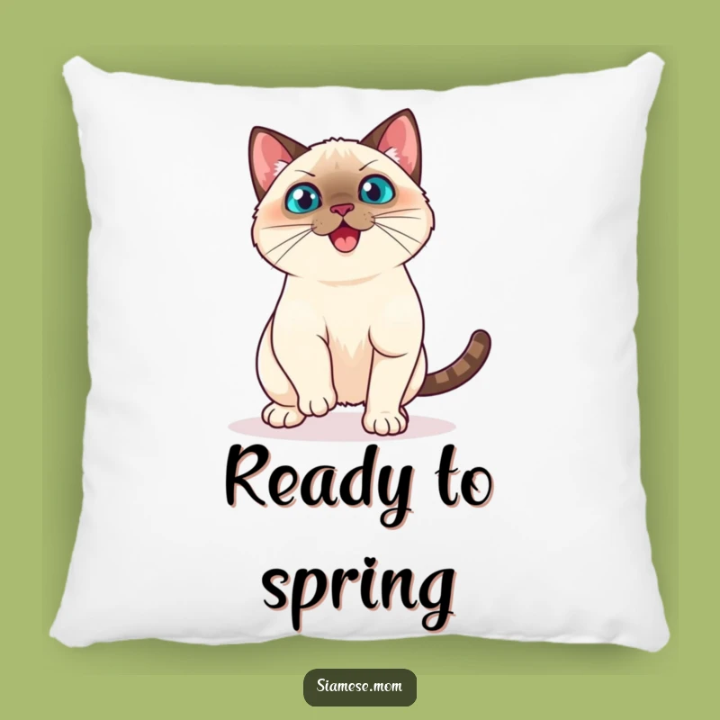 Funny Kawaii Siamese Cat Pillow - Playful Pounce Cushion for Comedic Action