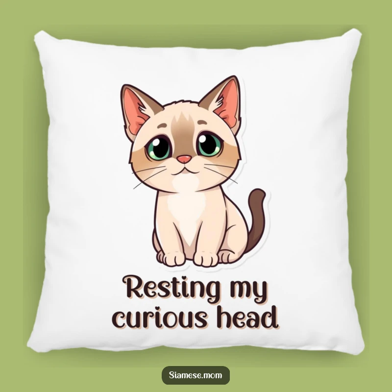 Kawaii Siamese Cat Pillow - Curious Cuddles, Funny and Puzzled Decor