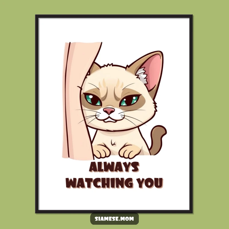 Funny Siamese Cat Digital Art: Instant Intrigue - Whimsical Decor!