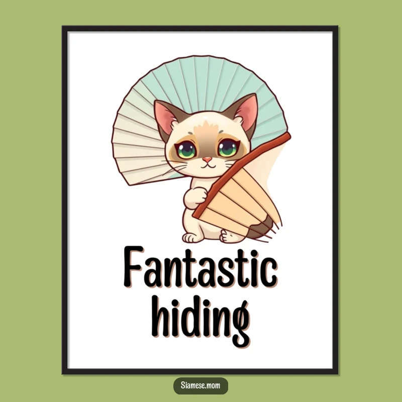 Funny Siamese Cat Digital Art - Instant Fan Hideaway Humor