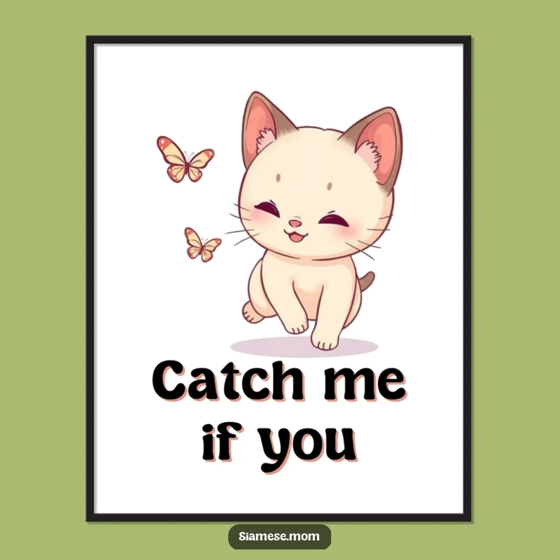 Funny Siamese Cat Butterfly Digital Art: Instant Joy - Whimsical Decor!