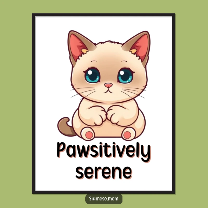 Funny Siamese Cat Digital Art - Kawaii Neat Paws - Instant Download Funny Gift