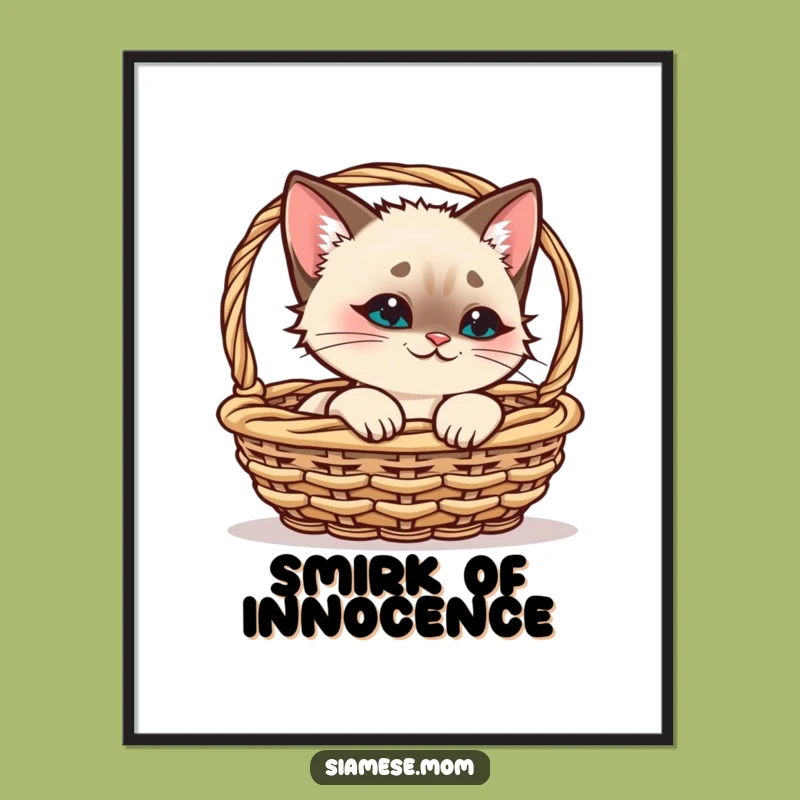 Funny Siamese Cat Digital Art - Kawaii Peeking Cat - Instant Download Funny Gift