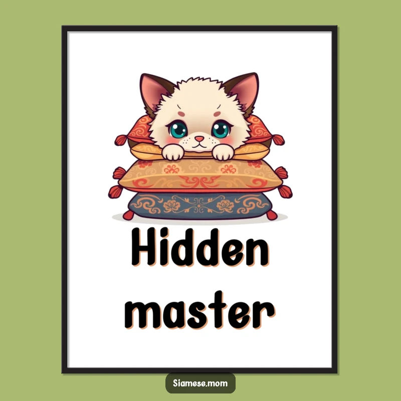 Funny Siamese Cub Digital Art Print: Adorable Kitten Wall Decor
