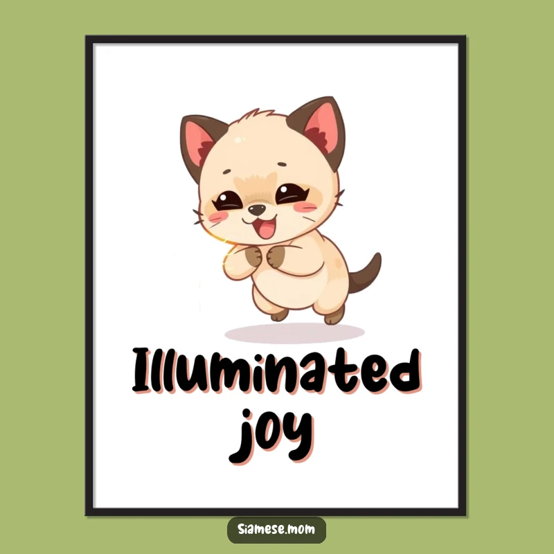 Funny Siamese Cub Digital Art Print: Giggling Kitten Light Art