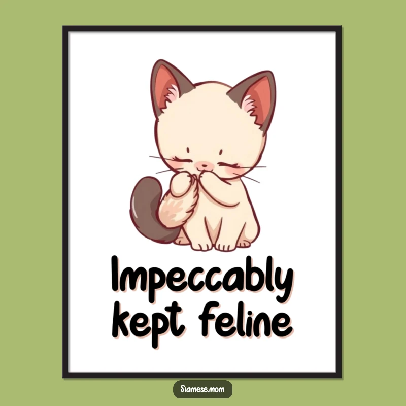 Funny Siamese Kitten Digital Art - Fluffy Tail Decor, Instant Gift!