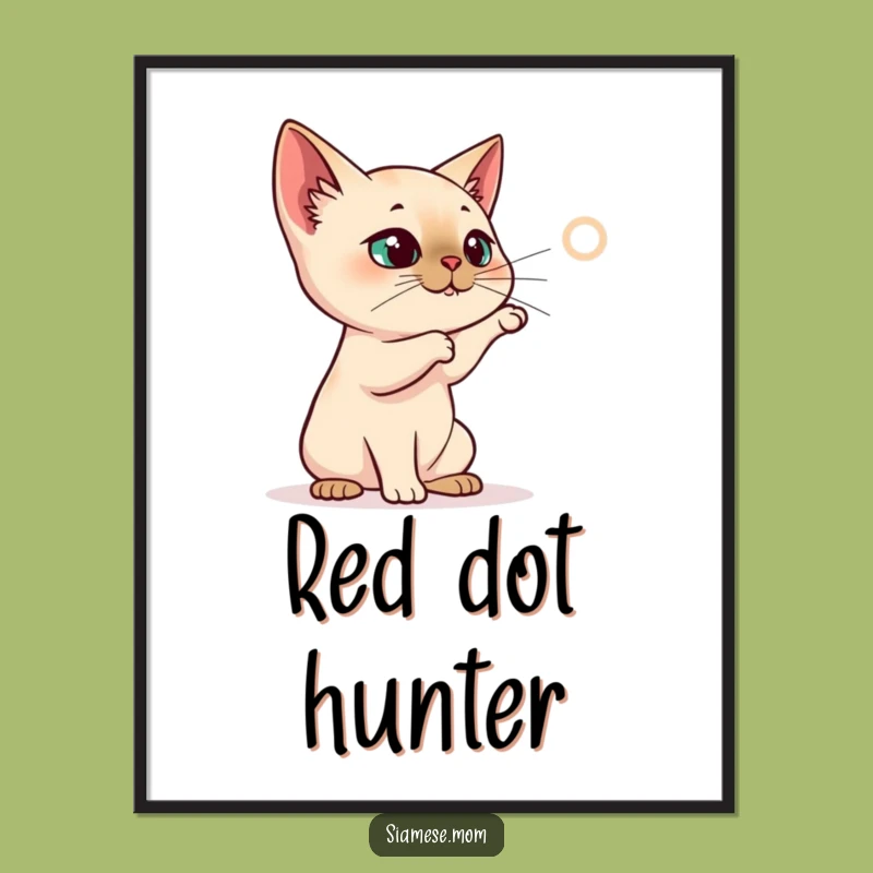 Funny Siamese Cat Digital Art - Laser Dot Chase - Instant Download Funny Gift