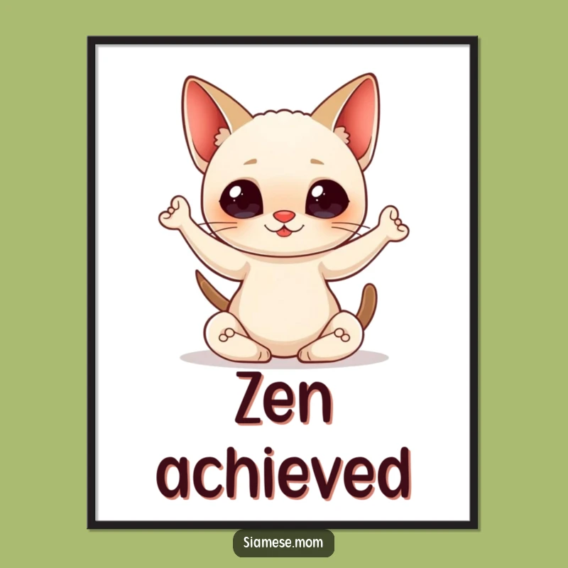 Printable Funny Yoga Cat Art: Kawaii Siamese Pose Wall Decor Gift