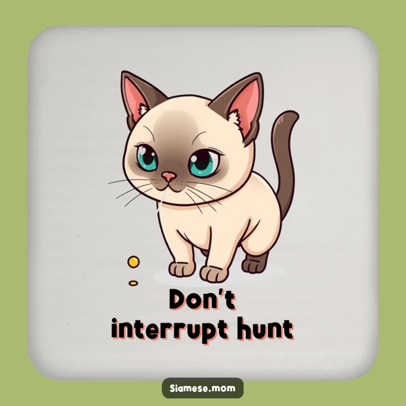 Kawaii Siamese Cat Coasters - Laser Dot Defense, Cute and Funny Set for Cat Fans