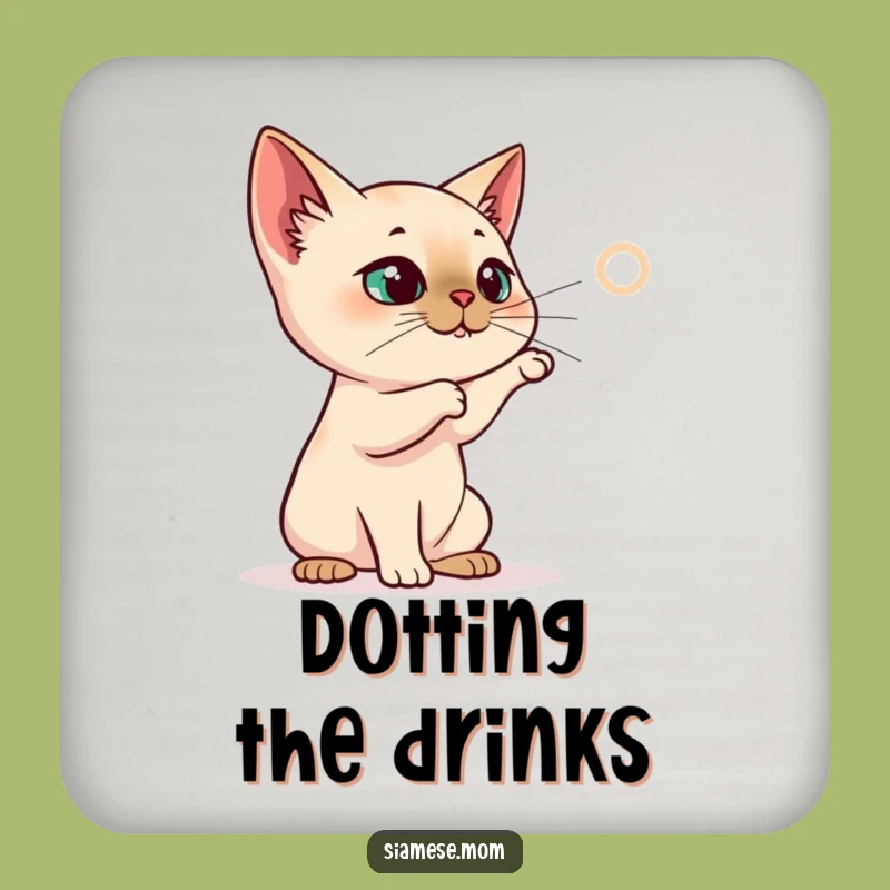 Funny Siamese Cat Coasters - Laser Dot - Protect Surfaces Funny Gift